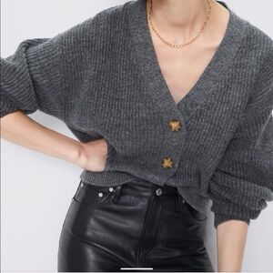 Forever 21 Charcoal Cardigan with Button Accents